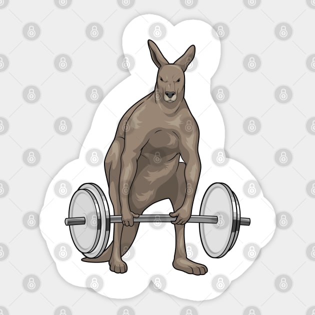 Kangaroo Bodybuilding Dumbbells Sticker by Markus Schnabel